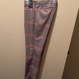 New York & Company Checkered Skinny Pants - Black and Pink